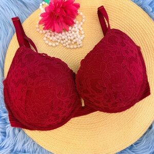 Victoria's Secret Very Sexy Ruby Red Lace Pushup Bra 32DDD